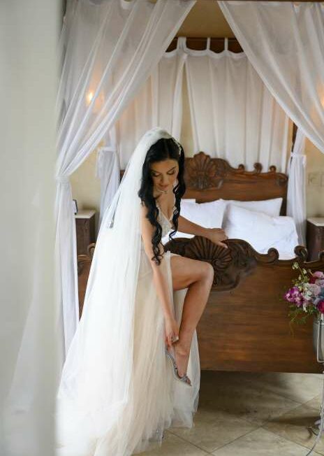 Bride getting ready in the Celestial Suite.