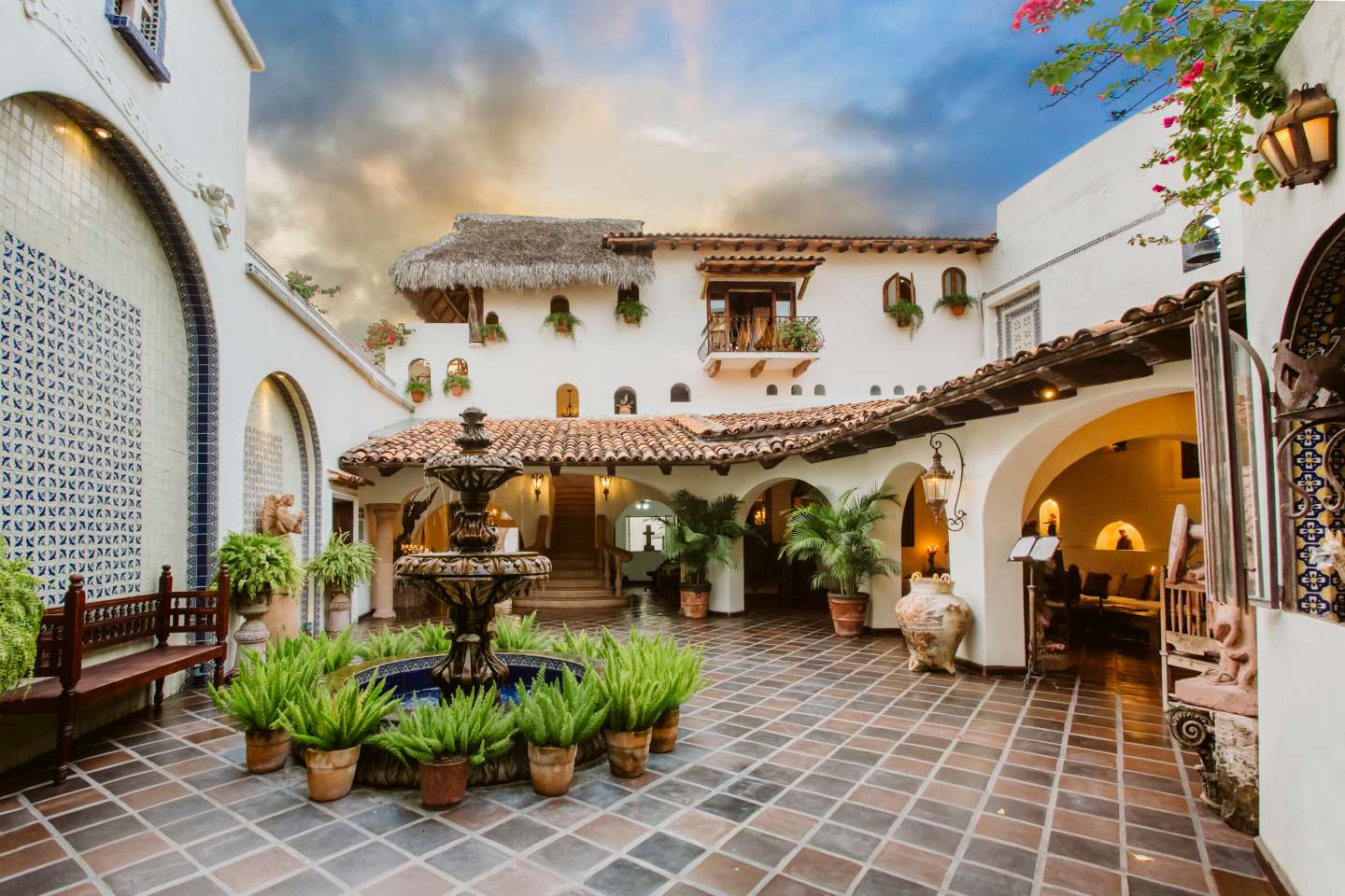Concierge Services at Hacienda San Angel are located by the Courtyard with Fountain.
