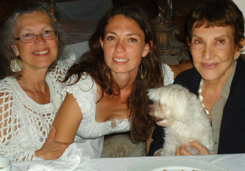 Reservation Policy welcomes pets showing three generations of women, beginning with the founder of Hacienda San Angel, depicted with her small white dog seated on her lap.